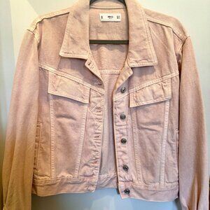 Mango MNG Denim Blush Pink Cropped Trucker Jacket (EU M / US S)